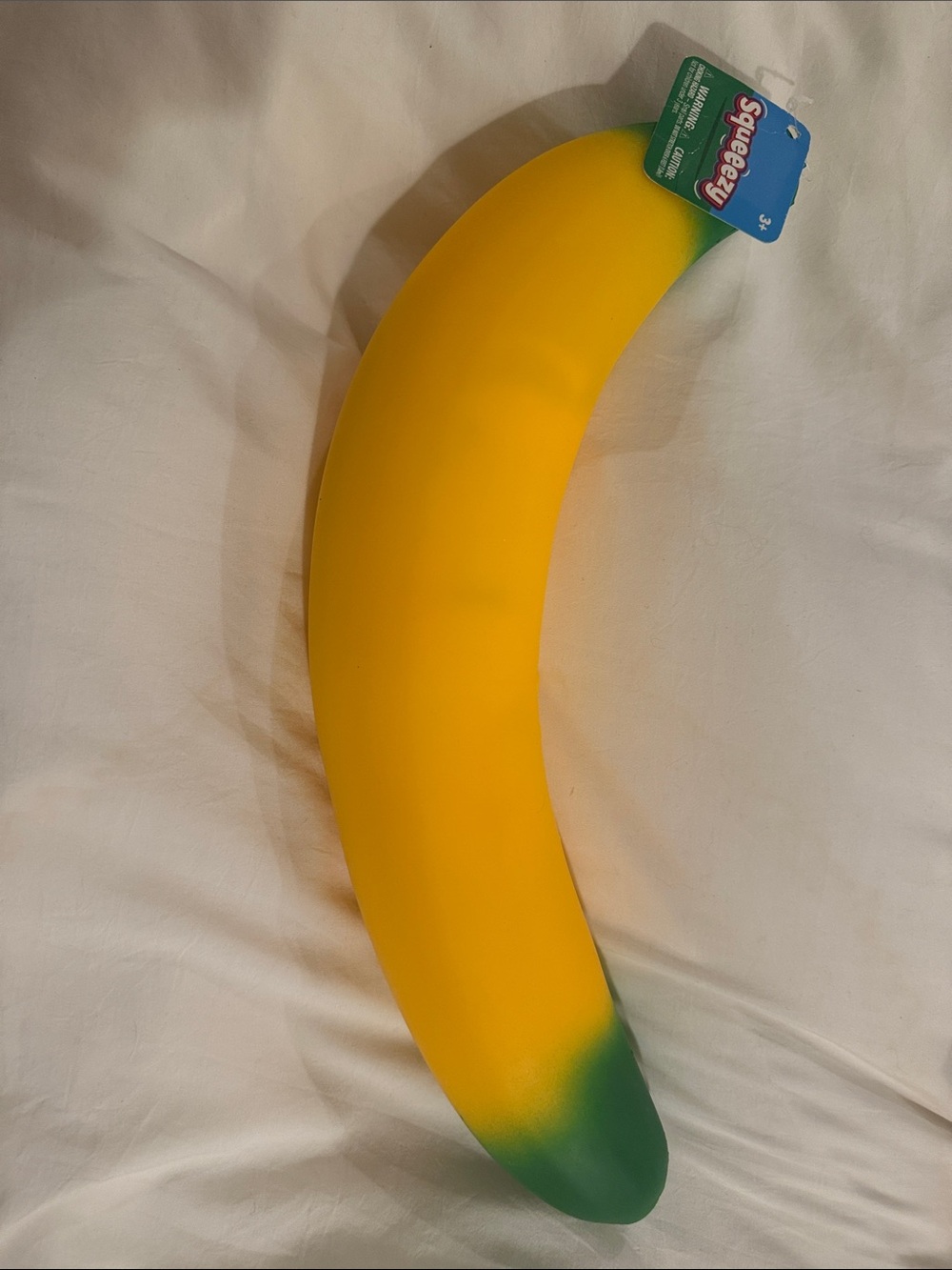 The good squishy!! Squeezy Giant Banana Squeeze Toy - Yellow with Green Tips